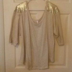 Off-the-Shoulder Gold Sequined Sweatshirt