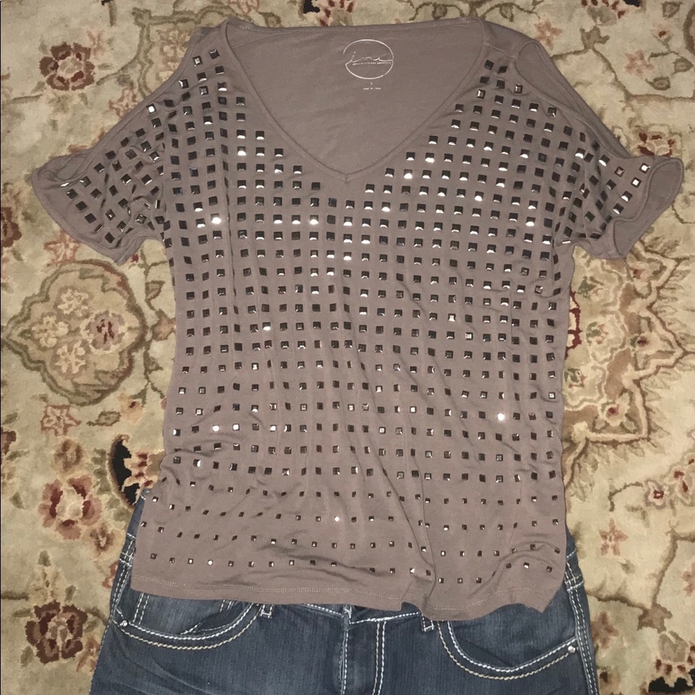 INC slotted shoulder top