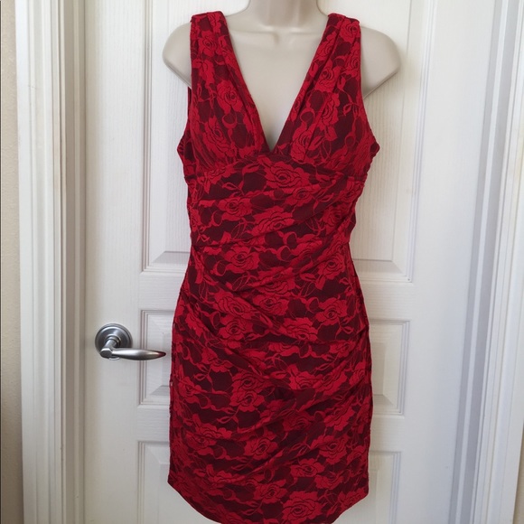 Paper Moon Dresses & Skirts - Sexy red lace body con dress size large
