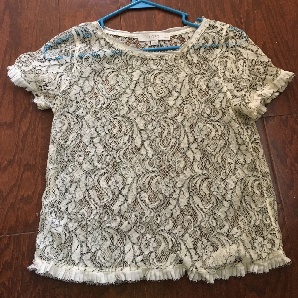 Cream lace Loft blouse, XSP