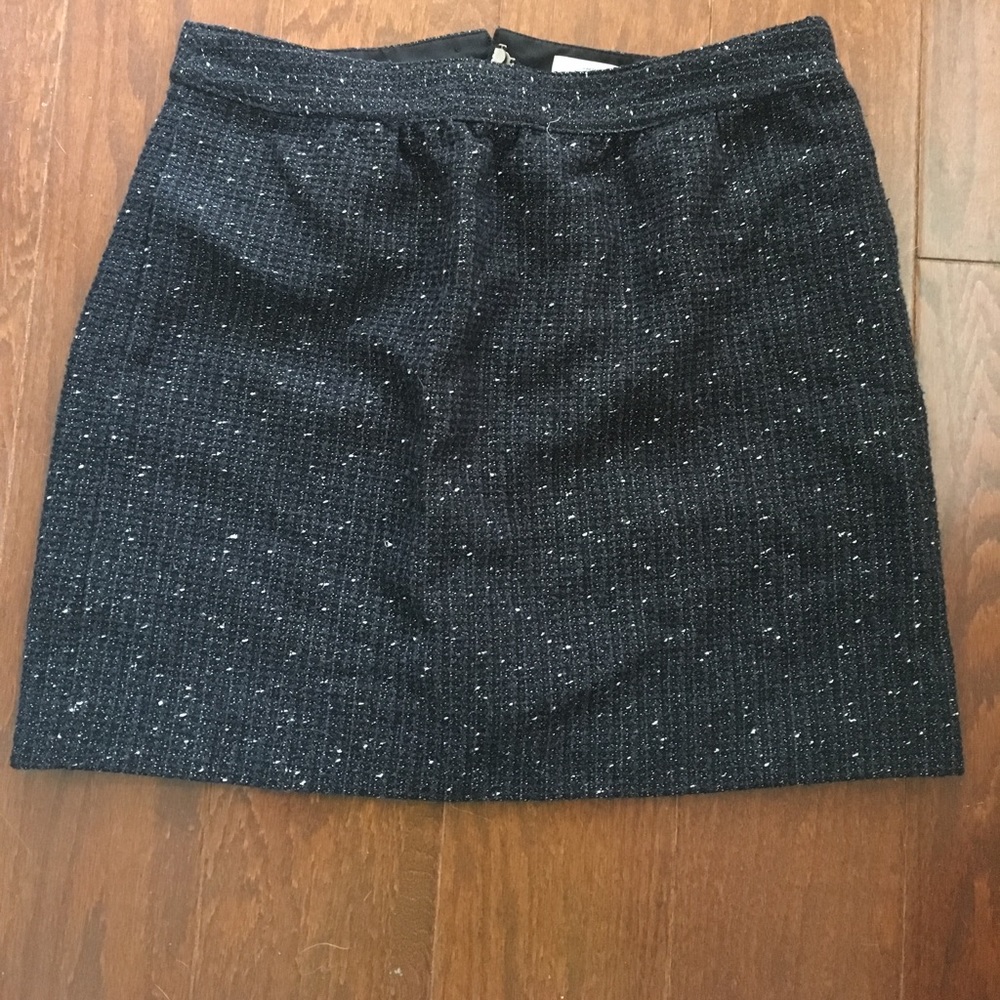 Navy, black, and white tweed Loft Skirt