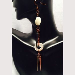 Copper Chain and Beads Earrings