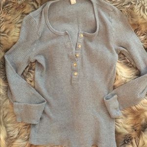 HOLIDAY SALE JCrew Grey Thermal with Gold Buttons