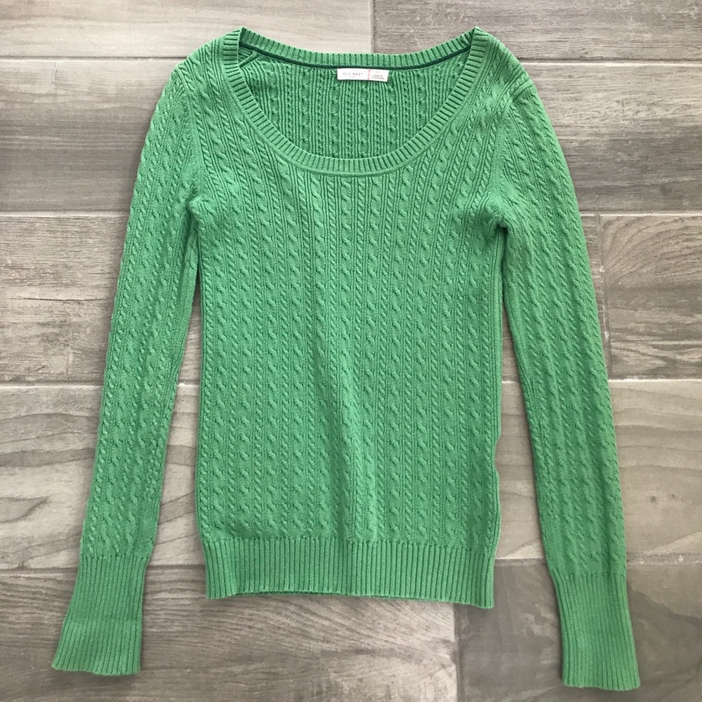 Old Navy Green Cable Knit Sweater Sz S