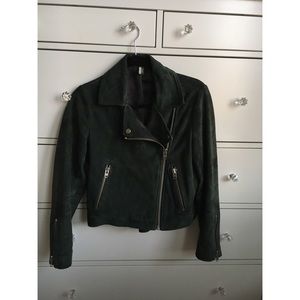 Topshop Green Suede Leather Jacket