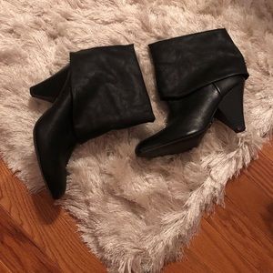 Black low heel booties