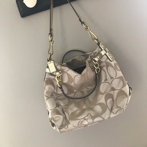 Tan w/gold Gold Coach Shoulder Bag
