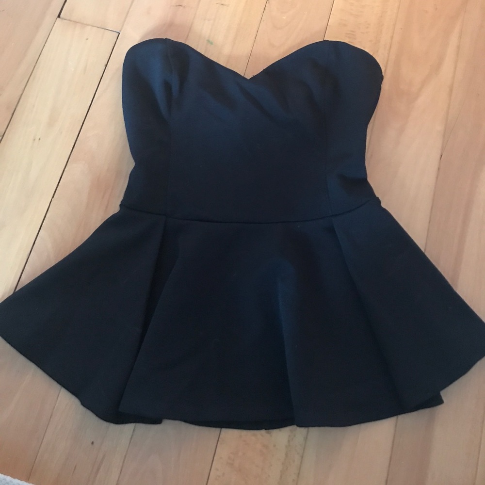 LUSH Black Peplum Sweetheart Top