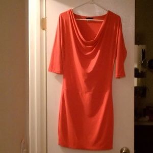 Moda Intl Red Drape Neck Blouson Mini Dress