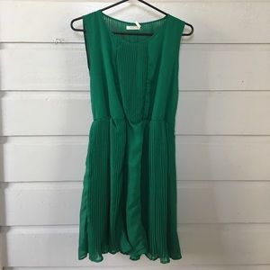 Pleated Green Vintage Style Dress