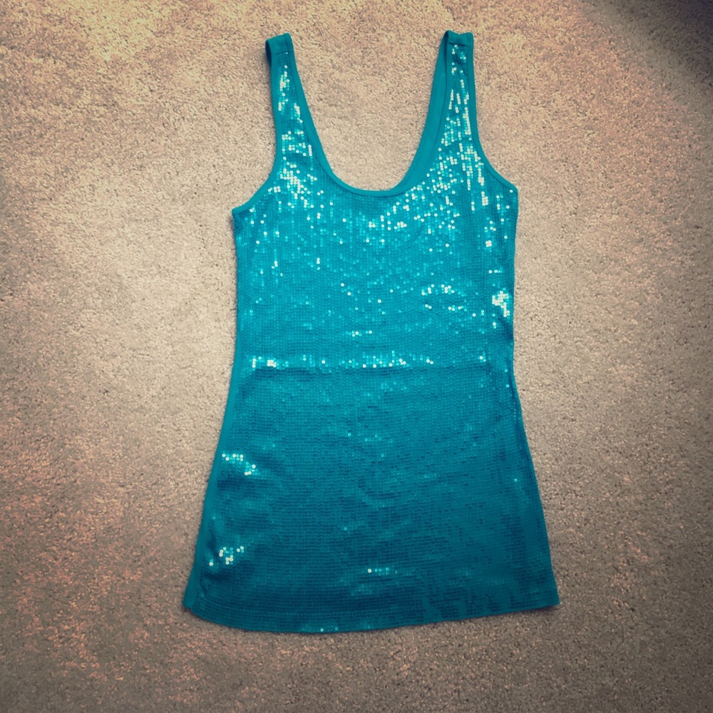 Express Blue Sequin Tank Top