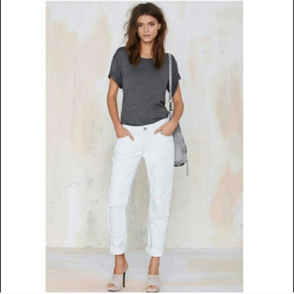Nasty Gal Patch it Slim Boyfriend Jeans