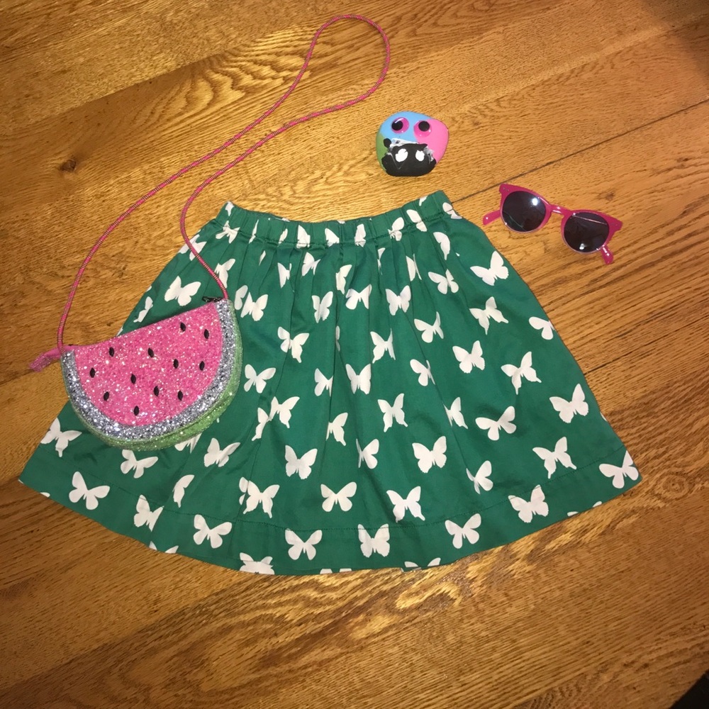 J. Crew Kids green and white butterfly skirt SZ 8