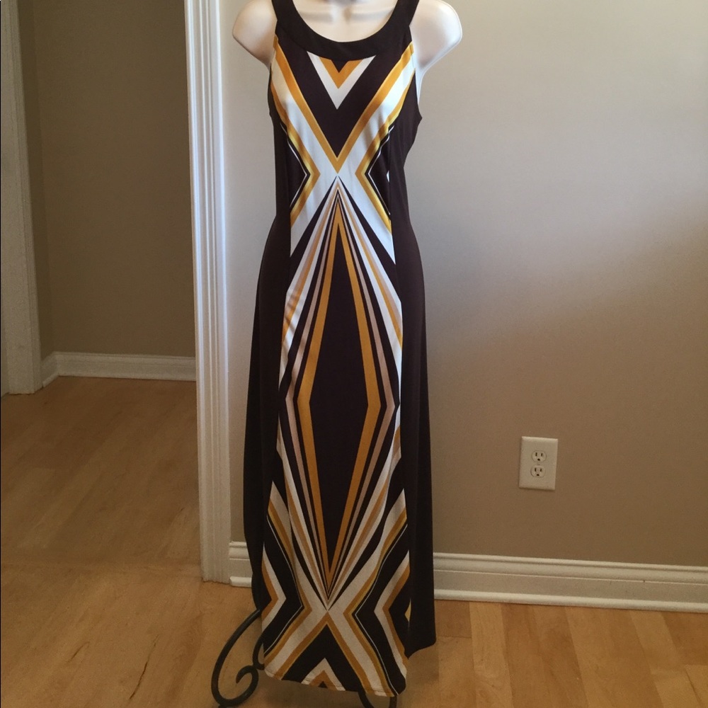 EUC Brown gold and white Maxi Dress