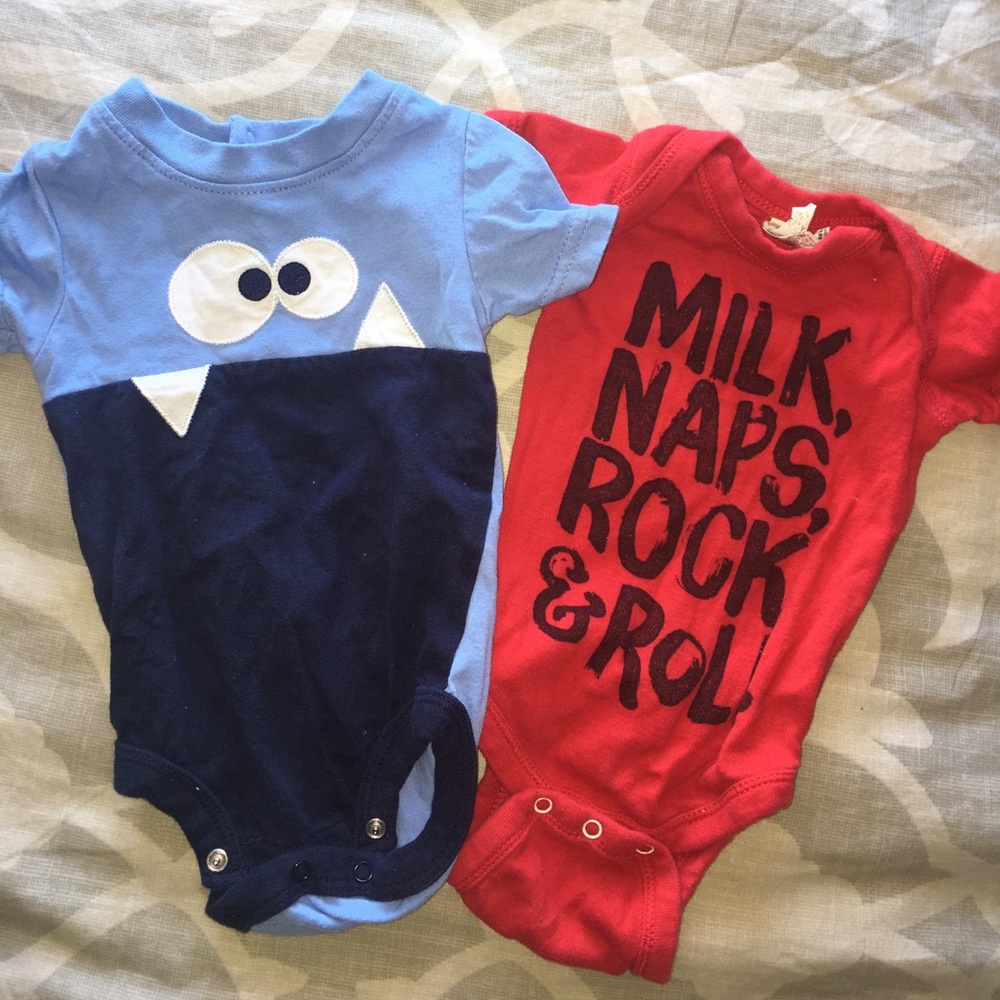 Two 0-3 Month Old Onesies