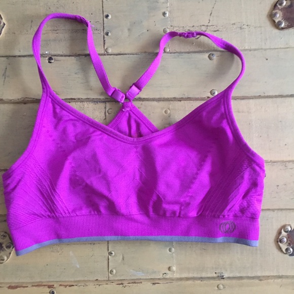 BALANCE COLLECTION STRETCH FUCHSIA SPORTS BRA WORKOUT CROP TOP S - Picture 1 of 5