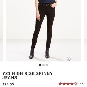 Black Levi 721 High Rise Skinny Jeans
