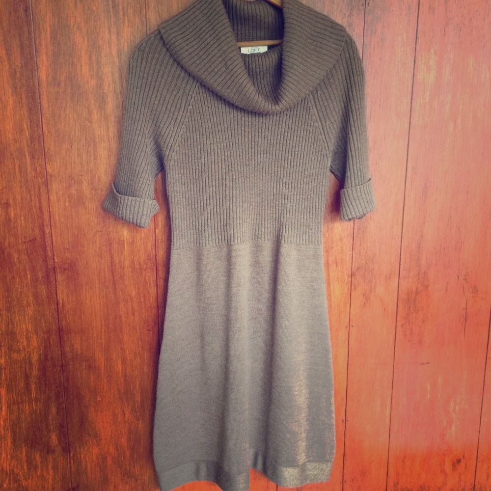 Ann Taylor Loft Cowl Neck Sweater Dress - Medium