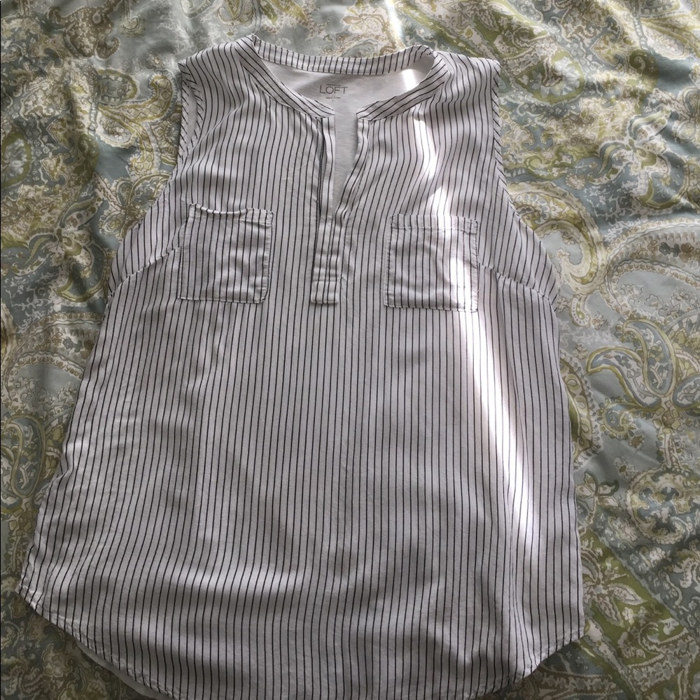 Ann Taylor Loft black and white stripped top