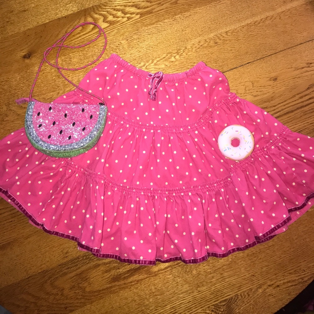 Mini Boden girls pink polka dot skirt size 7-8