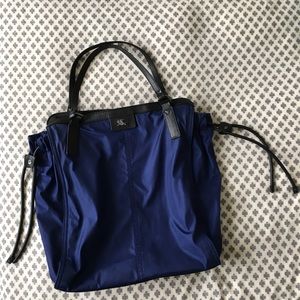 Burberry Dark Blue Nylon and Leather Tote