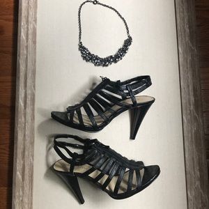 Ann Marino Black Gladiator Heels (9.5)