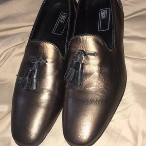 Metallic gold loafers