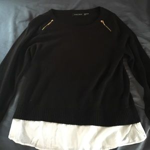 Black sweater with white blouse attached