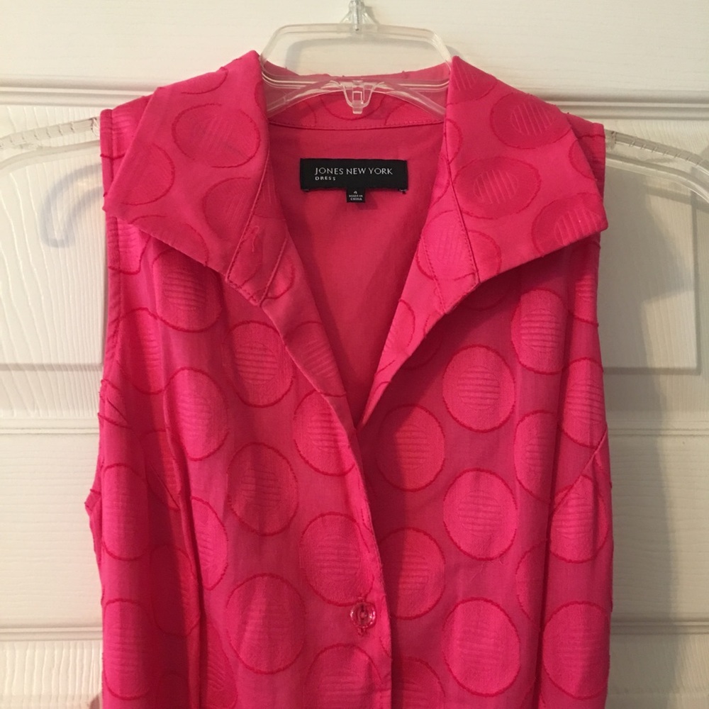 Bright pink sleeveless dress Full skirt & lining - Picture 3 of 4