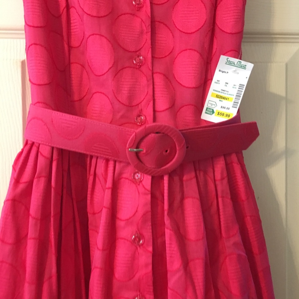 Bright pink sleeveless dress Full skirt & lining - Picture 4 of 4