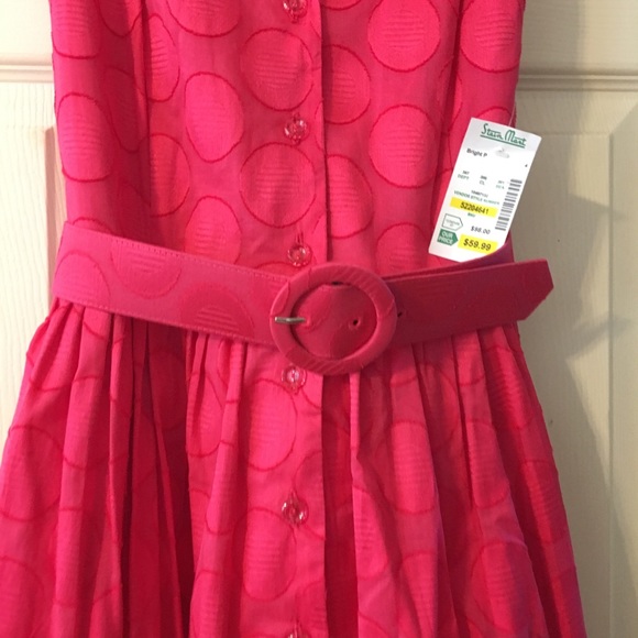 Bright pink sleeveless dress Full skirt & lining - Picture 4 of 4