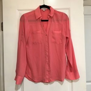 Express Portofino button down Blouse -XS Coral