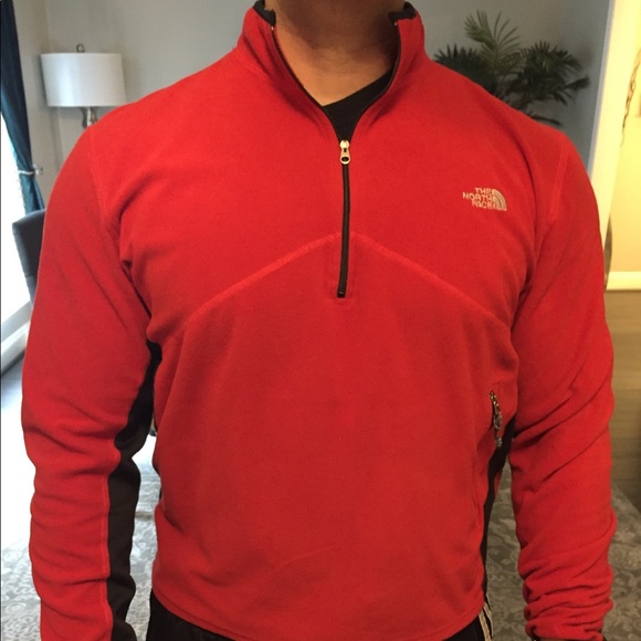 red north face half zip