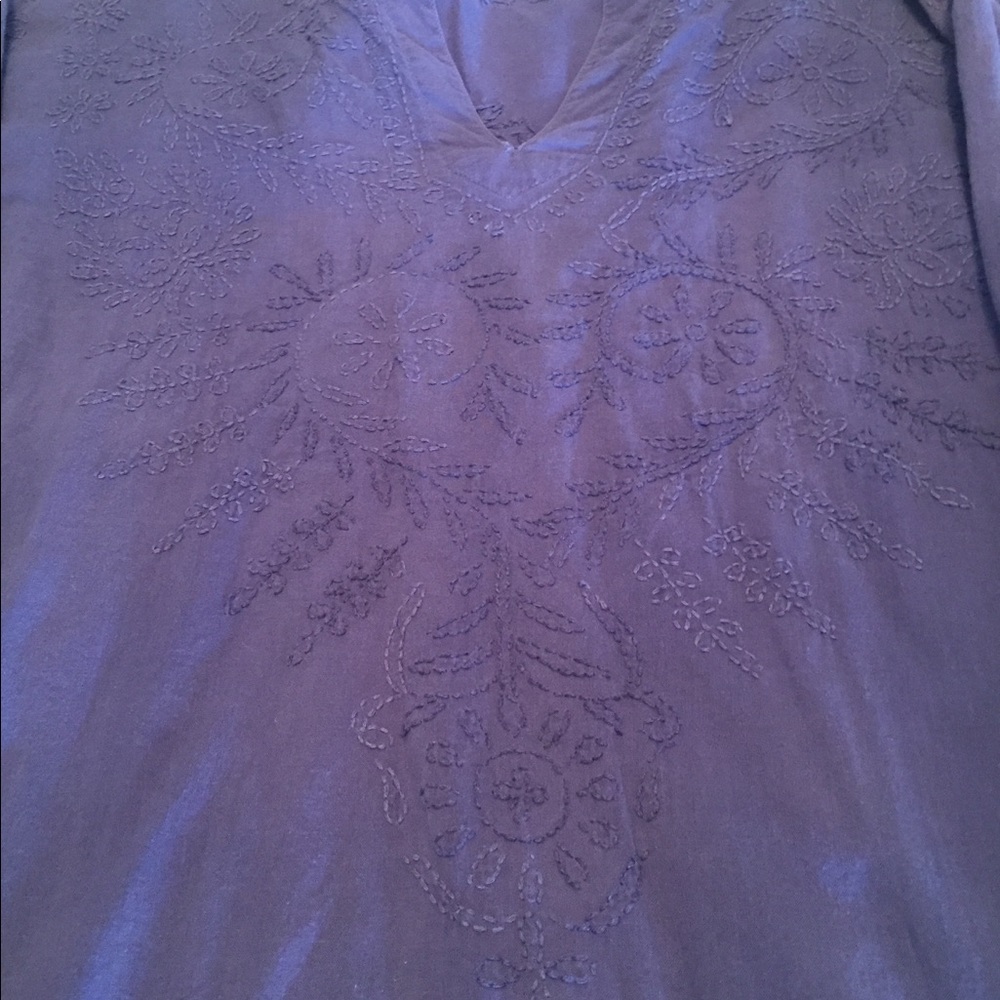 Purple blue embroidered tunic