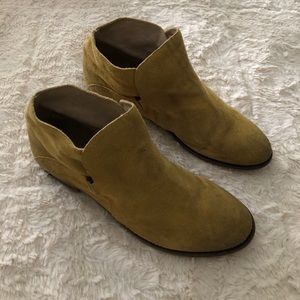 Free People yellow suede booties.