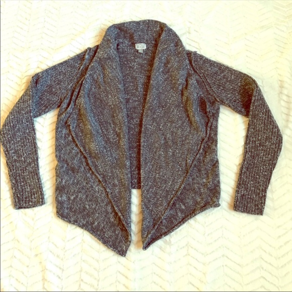 Gray open front sweater