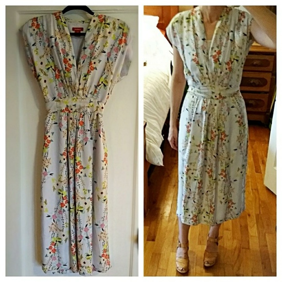 silk floral midi dress