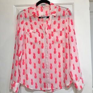 Express Portofino Shirt- S Tropical Pineapple Pink