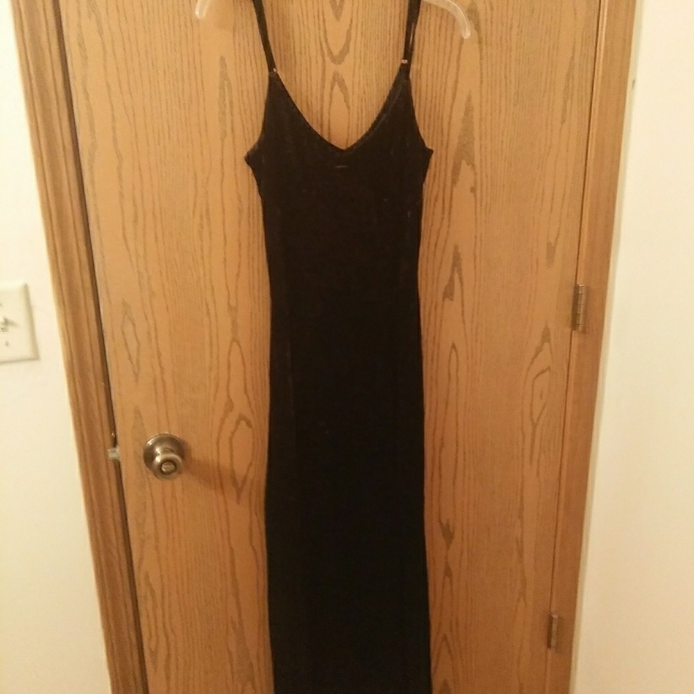 F21 Goth Crushed Velvet Spaghetti Strap Dress
