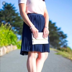 J. Crew Navy Pleated Skirt