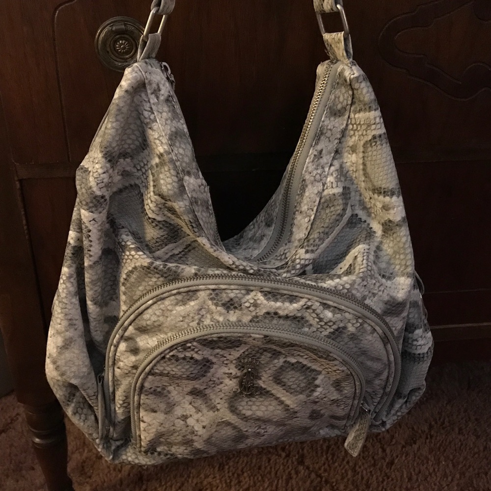 Christian Audigier gray python hobo bag