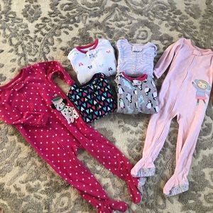 Bundle of 6 Size 3T fleece footie pajamas