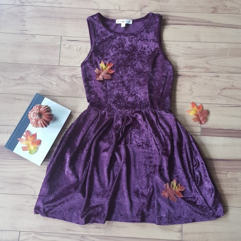 Beautiful Crushed Velvet Skater Skirt Dress