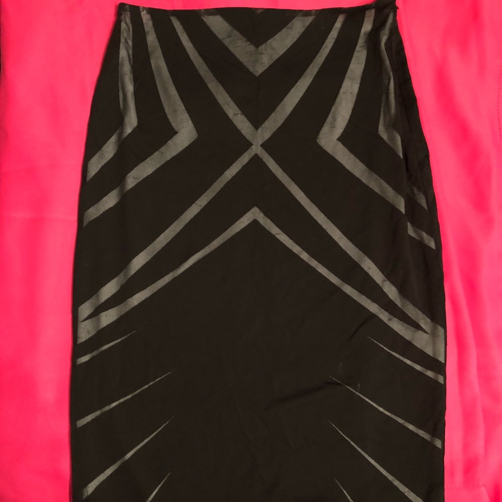 Silk illusion pencil skirt