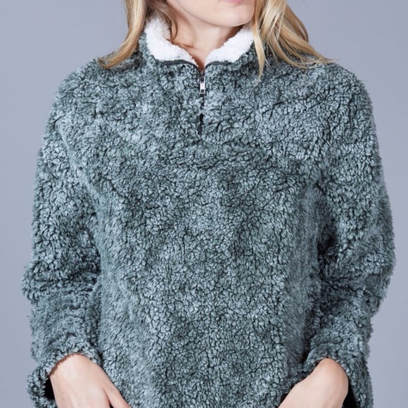 peach love sherpa pullover