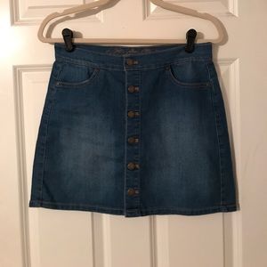 denim button front skirt