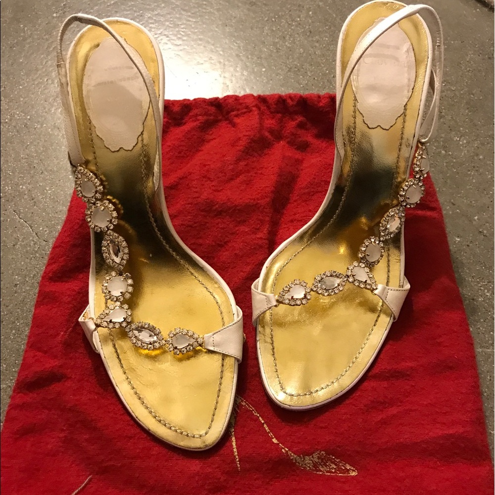 Rene Caovilla jewel crystal white heels size 37.5