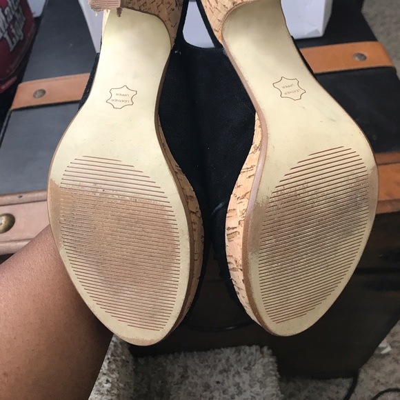Steve Madden Suede Cork Heel Sandals - Picture 4 of 6