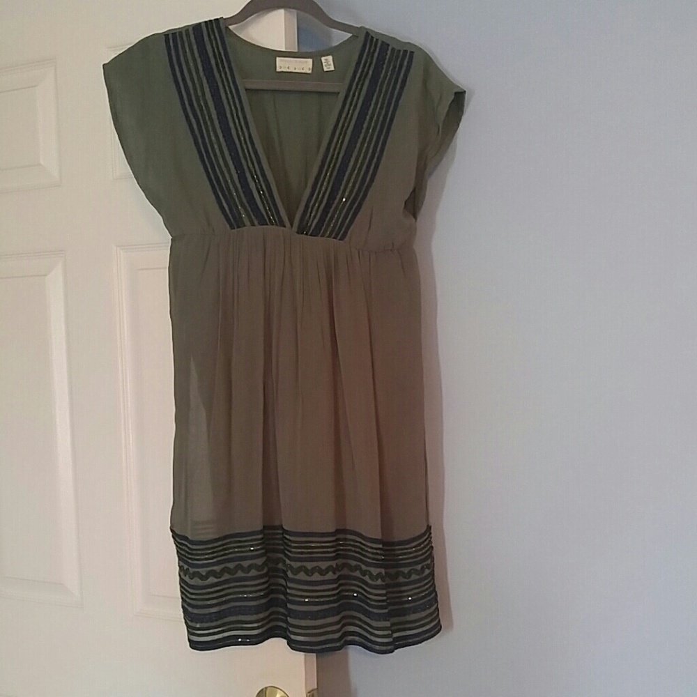 Olive green and navy dress