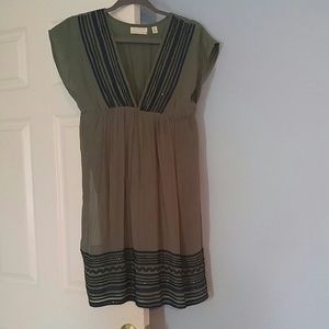 Olive green and navy dress